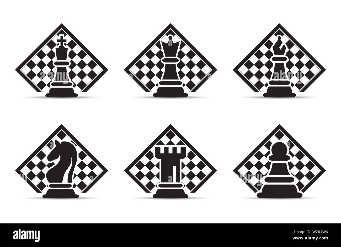 Concept de stratégie d'entreprise avec des chiffres sur un échiquier d'illustration vectorielle moderne. Pièces d'Échecs noir chiffres Illustration. Banque D'Images