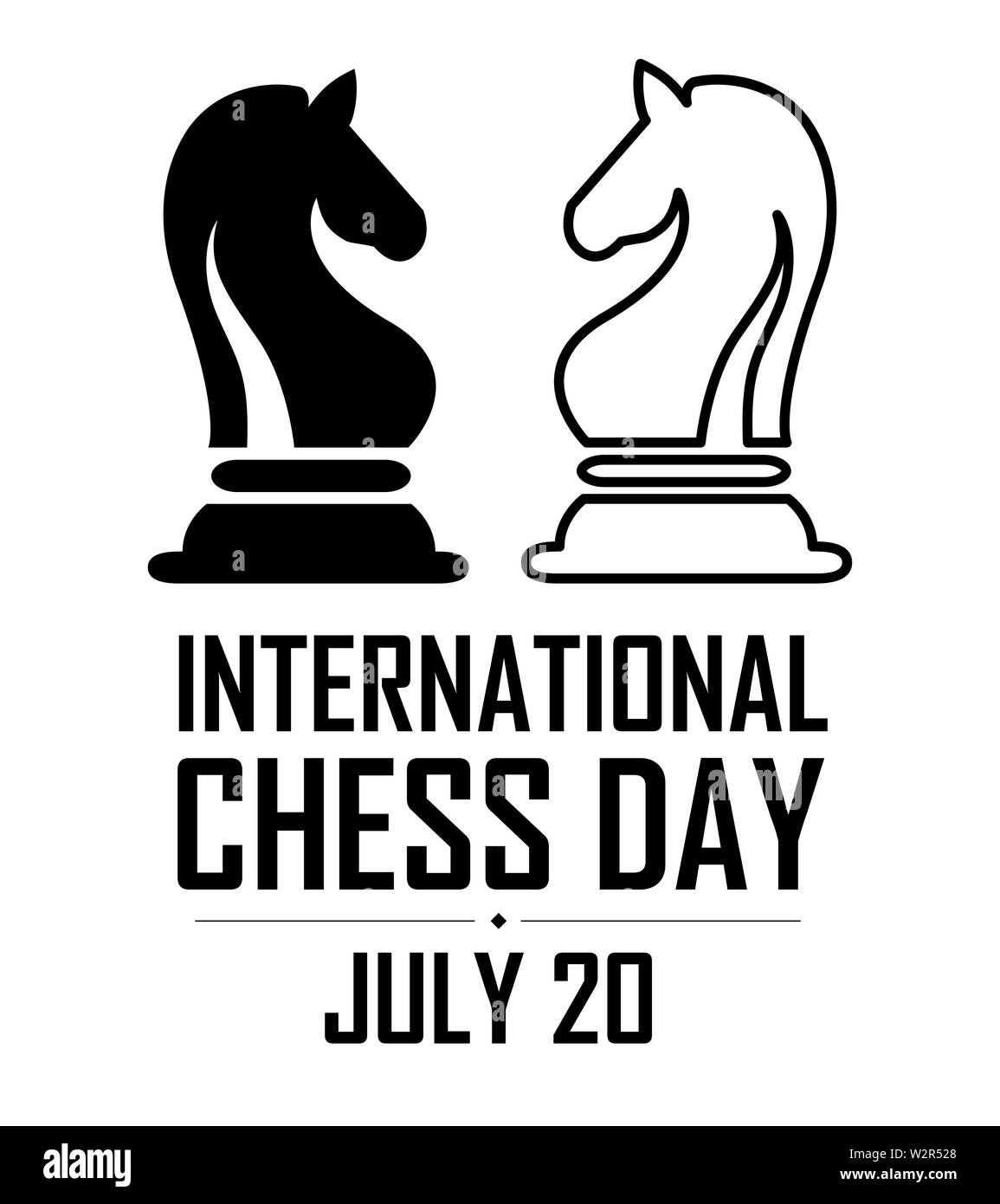 Journée international des échecs Vector Illustration sur fond blanc. Vector Illustration d'échecs. Banque D'Images