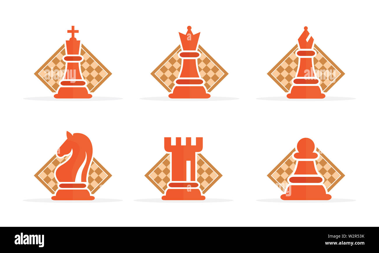 Concept de stratégie d'entreprise avec des chiffres sur un échiquier Vector illustration couleur moderne. Les chiffres d'Échecs couleur Pièces Illustration. Banque D'Images