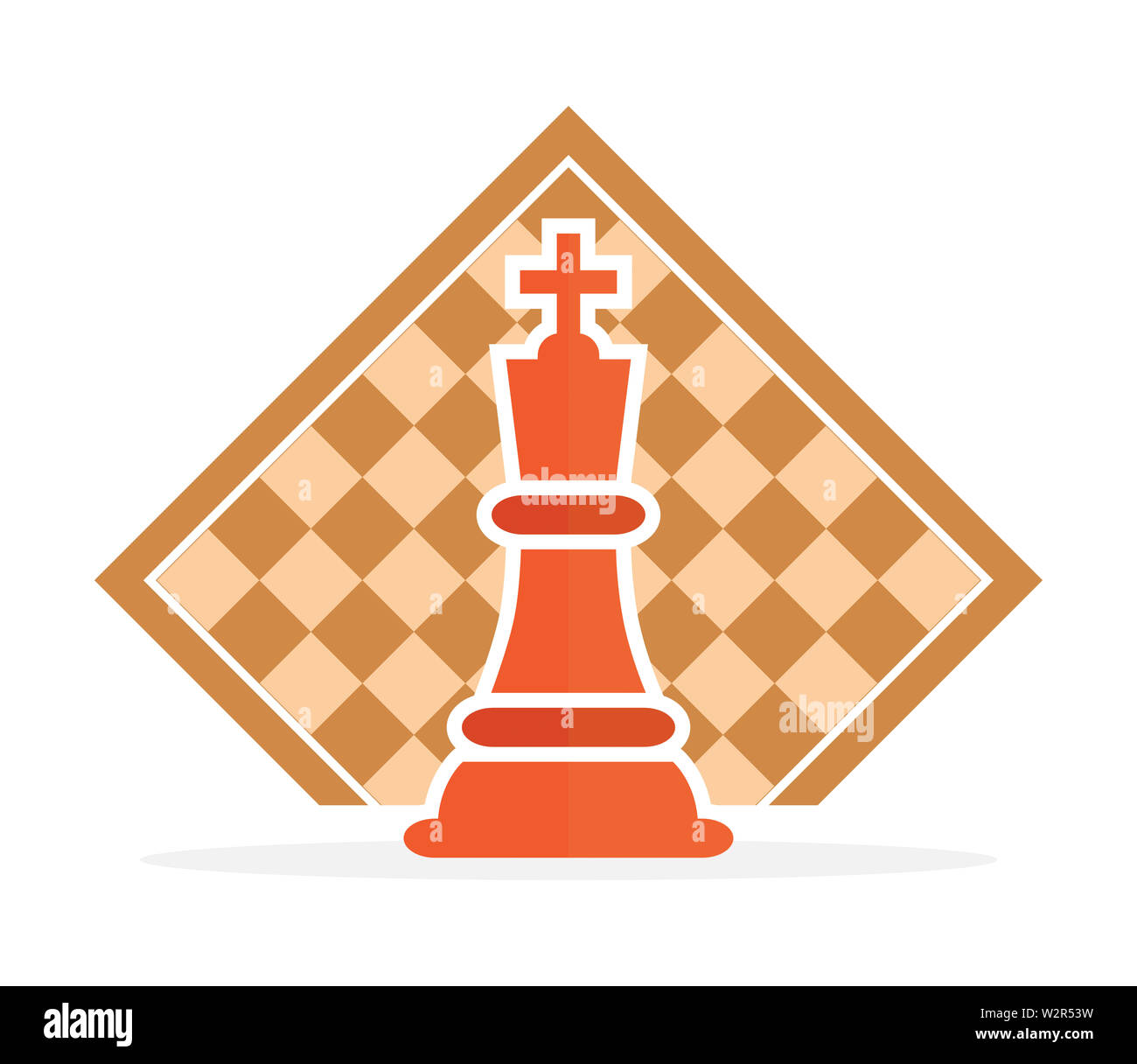 Concept de stratégie d'entreprise avec des chiffres sur un échiquier d'illustration vectorielle moderne. Les chiffres d'Échecs couleur Pièces Illustration. Banque D'Images