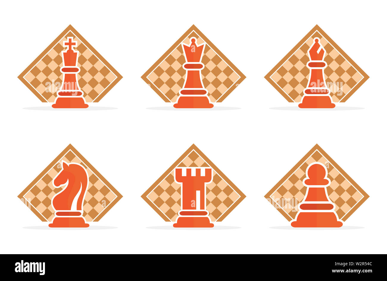 Concept de stratégie d'entreprise avec des chiffres sur un échiquier Vector illustration couleur moderne. Les chiffres d'Échecs couleur Pièces Illustration. Banque D'Images