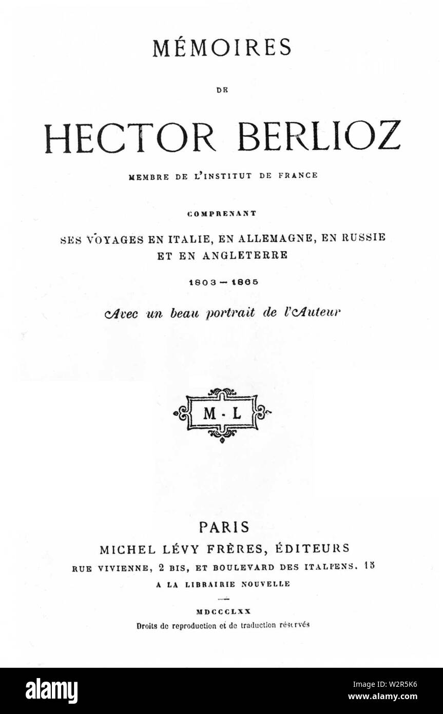 Berlioz - Mémoires page de titre Banque D'Images