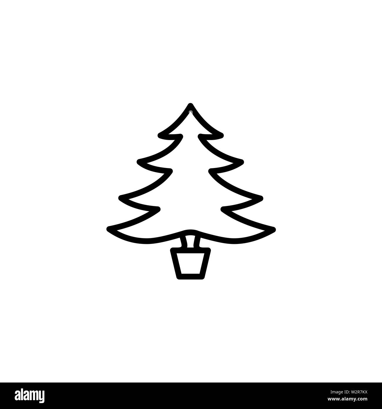 L'icône de la ligne d'arbre de Noël dans un style plat Icône vecteur. Ligne d'illustration vectorielle de l'Épinette noire Banque D'Images