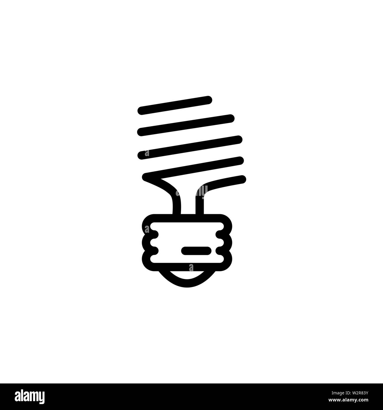 Ampoule à économie d'énergie dans l'icône de la ligne de style plat. Icône noire Vector Illustration Banque D'Images