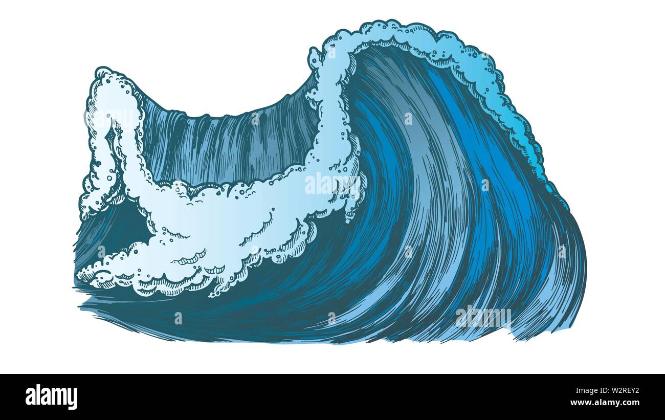 Rupture couleur océan Pacifique tempête vagues marines Vector Illustration de Vecteur