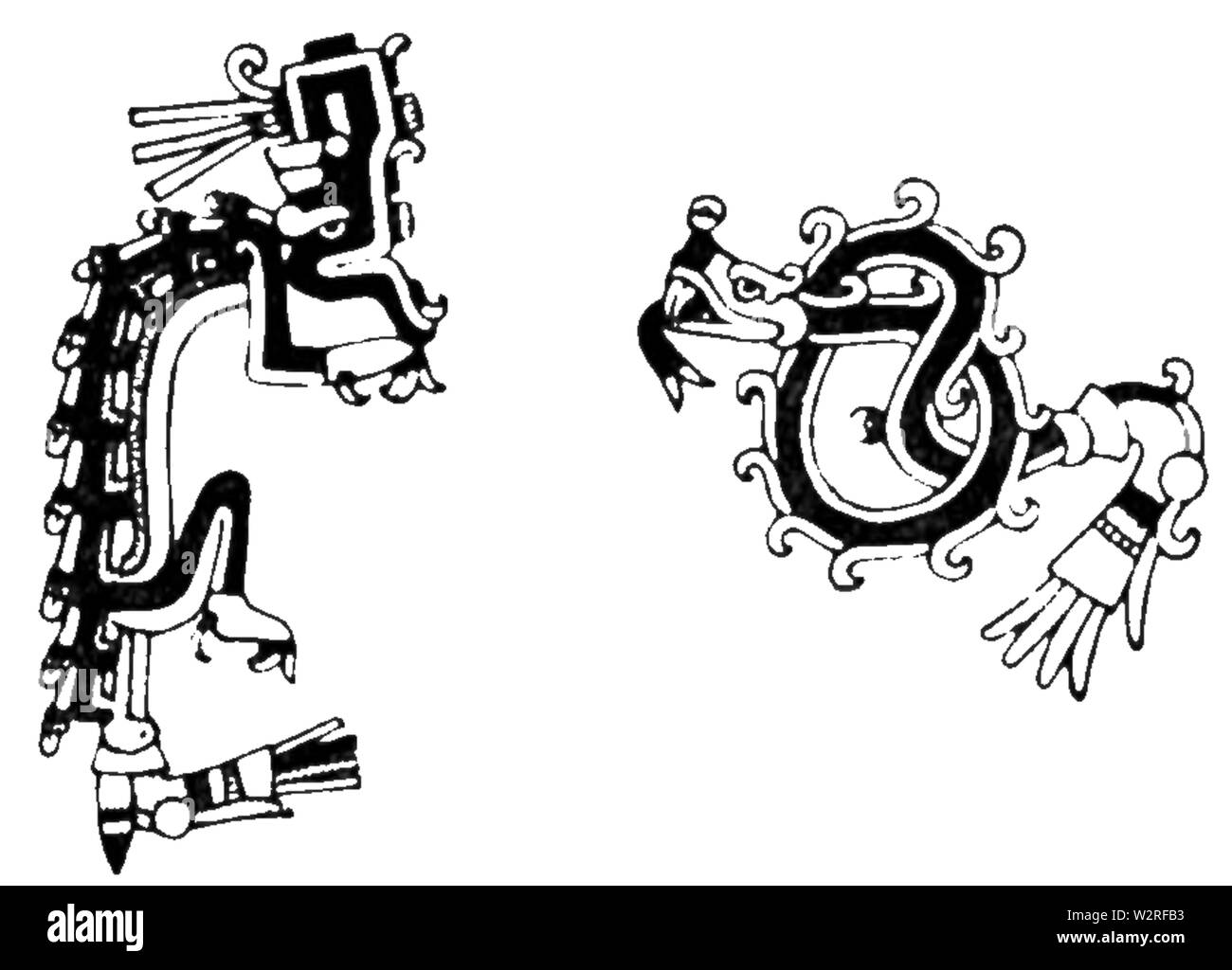 COM V1 D105 UNE Xiuhcoatl et un serpent Banque D'Images