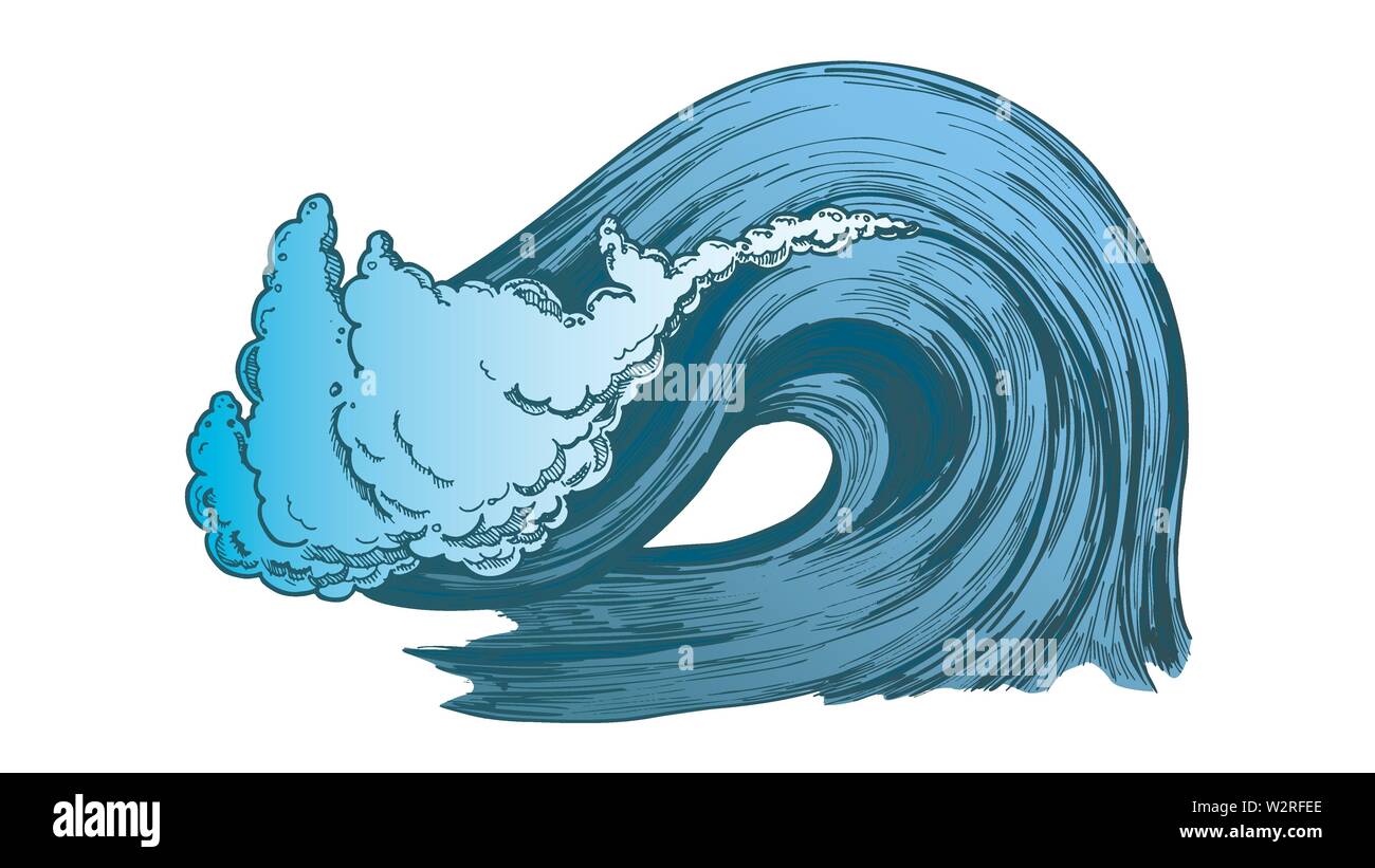 Rupture couleur océan Atlantique tempête vagues marines Vector Illustration de Vecteur