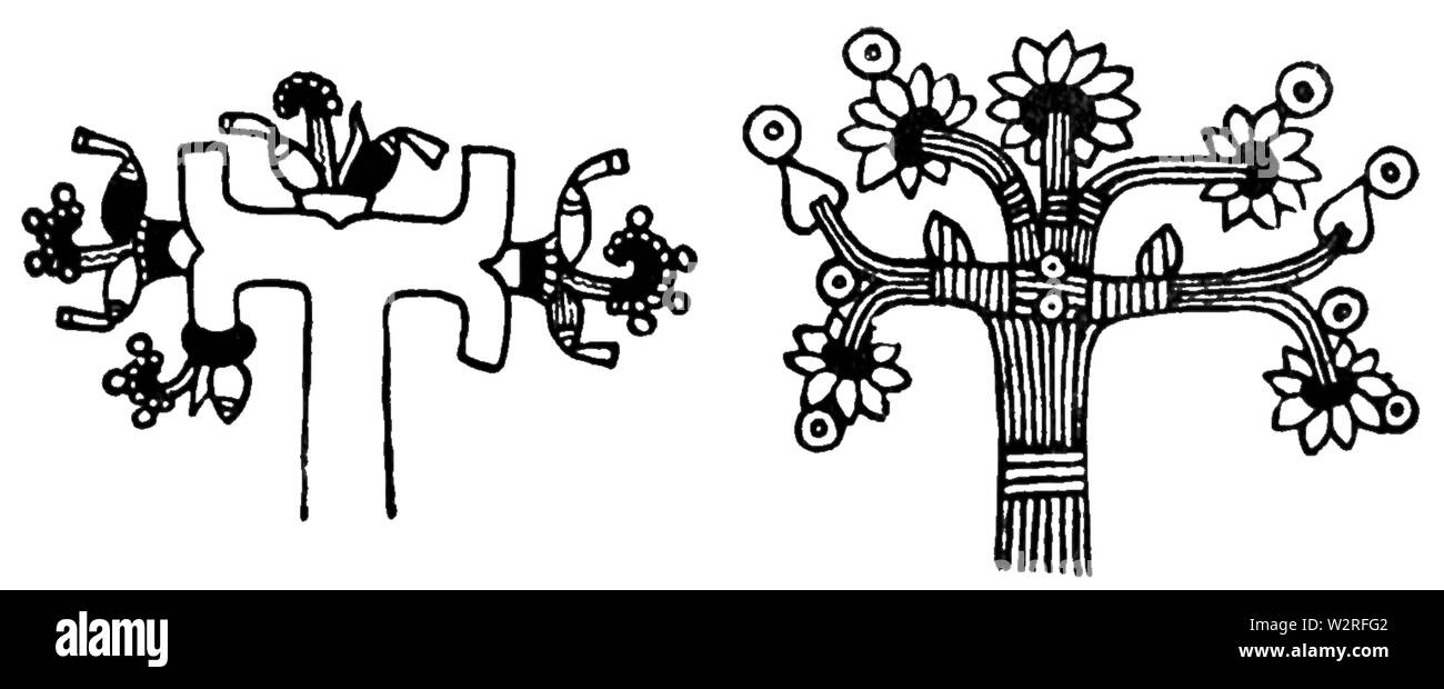 COM V1 D147 des arbres dans l'art mexicain Banque D'Images