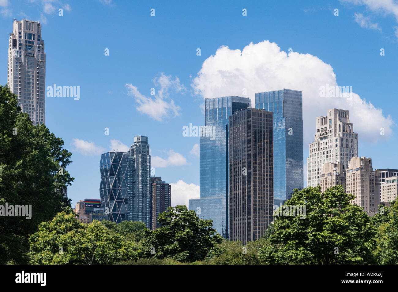 Central Park avec Time Warner en arrière-plan, NYC Banque D'Images