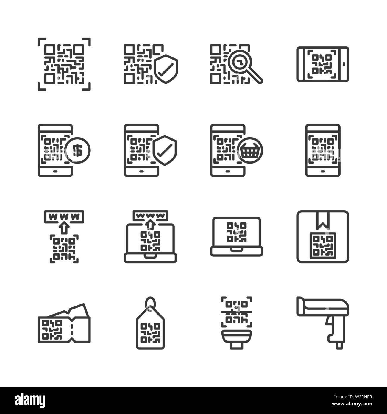 Qr code related icon set.Vector illustration Illustration de Vecteur