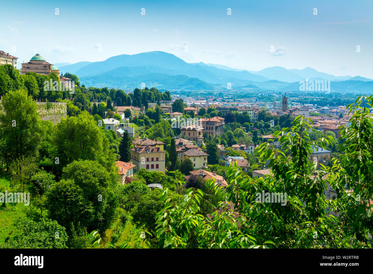 Panorama de la ville de Bergame de Citta Alta Vieille Ville, Italie Banque D'Images