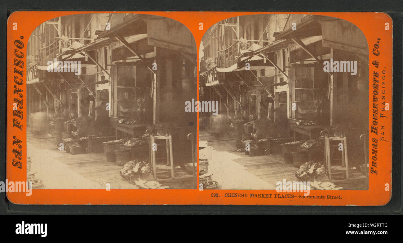 Places de marché chinois, Sacramento Street, à partir de Robert N Dennis collection de vues stéréoscopiques 3 Banque D'Images