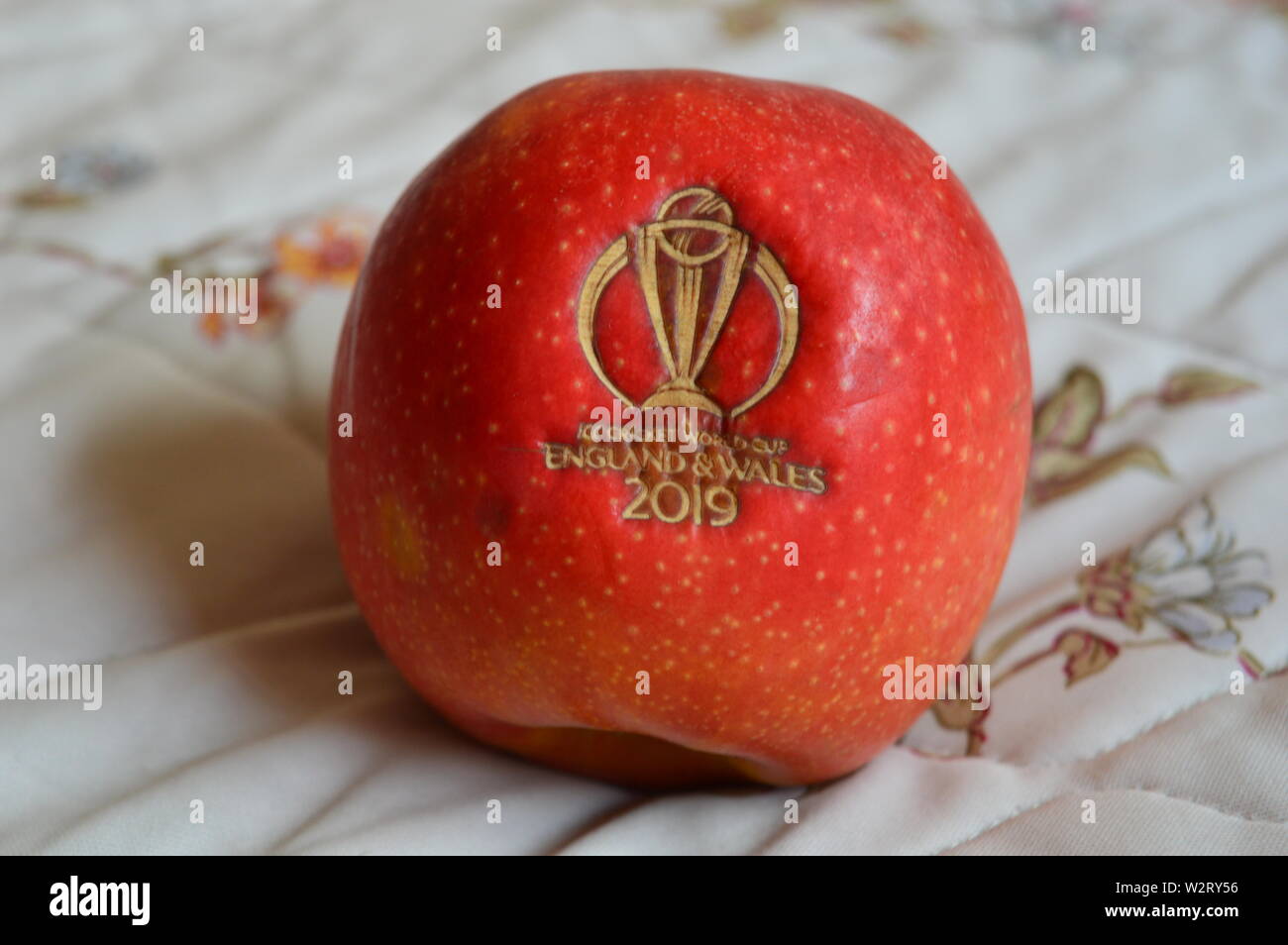 Londres, Royaume-Uni. 10 Juin, 2019. Une Coupe du Monde de la CCI, apple marque remises aux spectateurs au cours de la phase de groupes match de l'ICC Cricket World Cup 2019. Banque D'Images