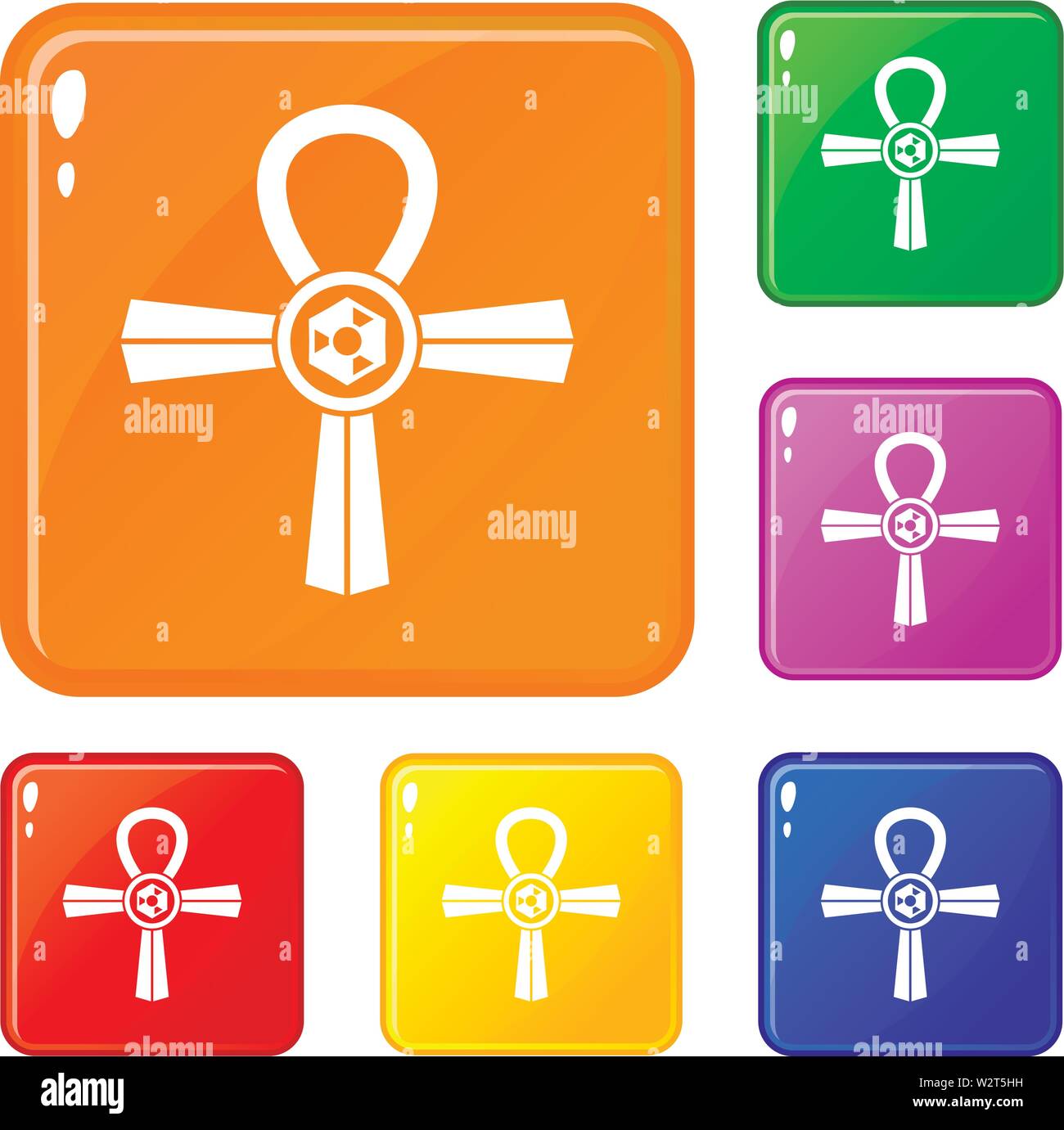 L'Égypte symbole Ankh icons set vector color Illustration de Vecteur