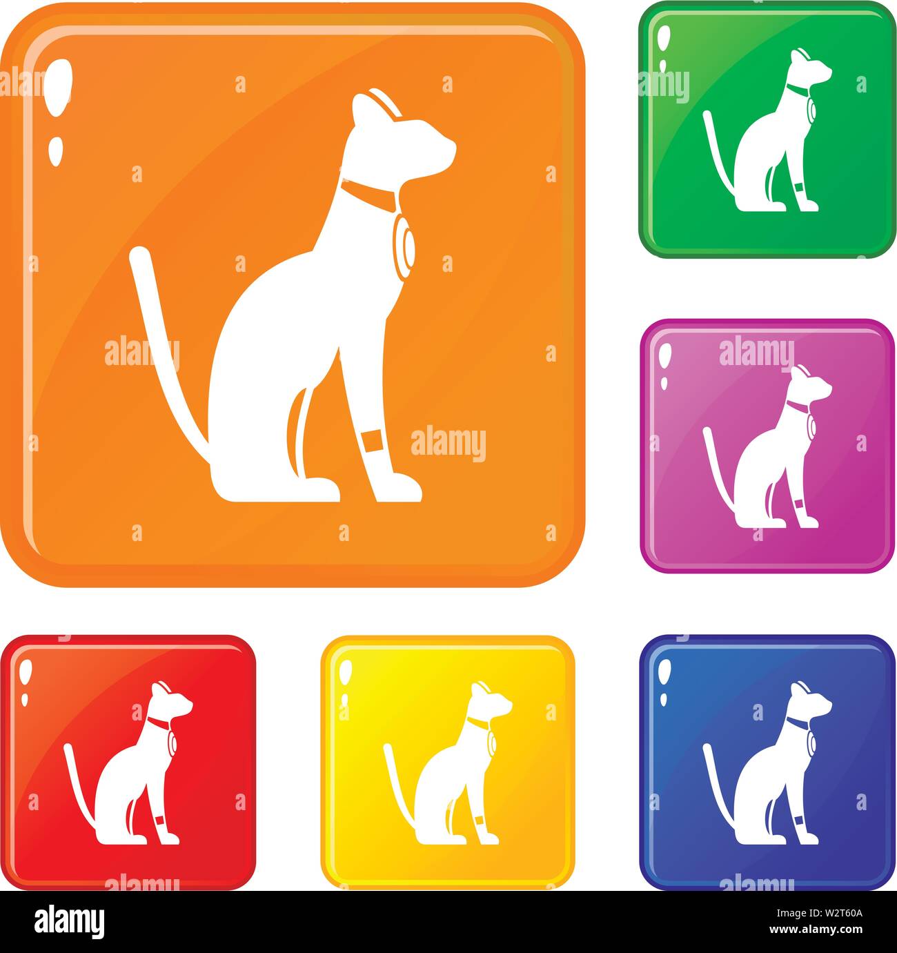 Broche chat icons set vector color Illustration de Vecteur