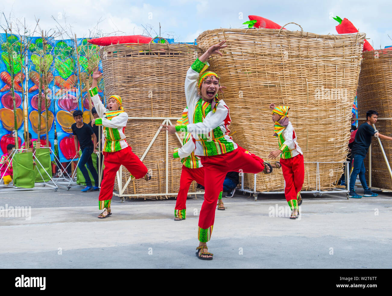 Les participants au Festival Dinagyang à Iloilo Philippines Banque D'Images