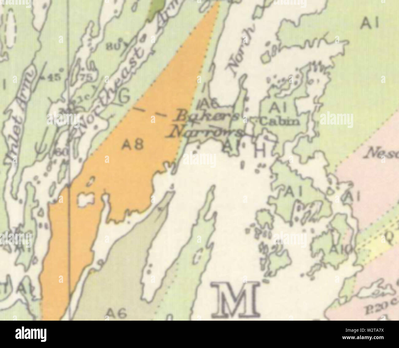 Détail de 1917 Carte géologique du lac Athapapuskow montrant Bakers Narrows Banque D'Images