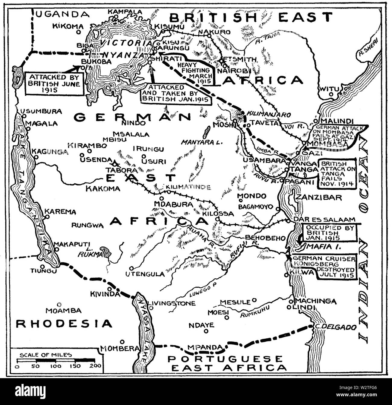 Afrique de l'EST LA PREMIÈRE GUERRE MONDIALE en août 1915 Banque D'Images