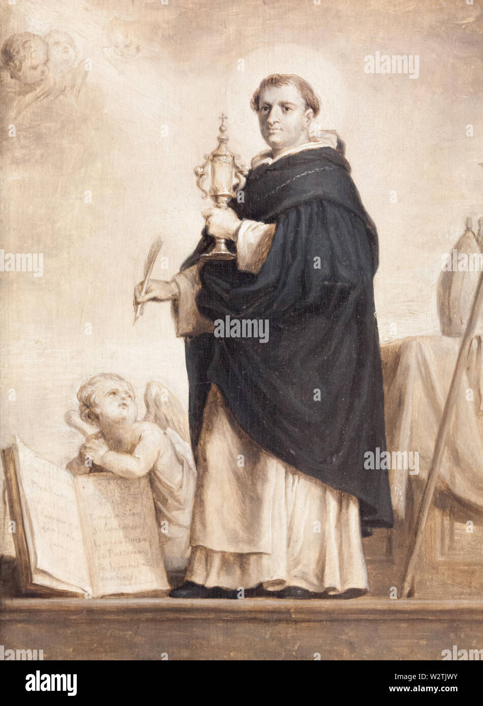 La peinture de Saint Thomas d'Aquin par Abraham Van Diepenbeek (1596-1675). Actuellement affichée dans le Musée des beaux-arts de Valenciennes. Banque D'Images