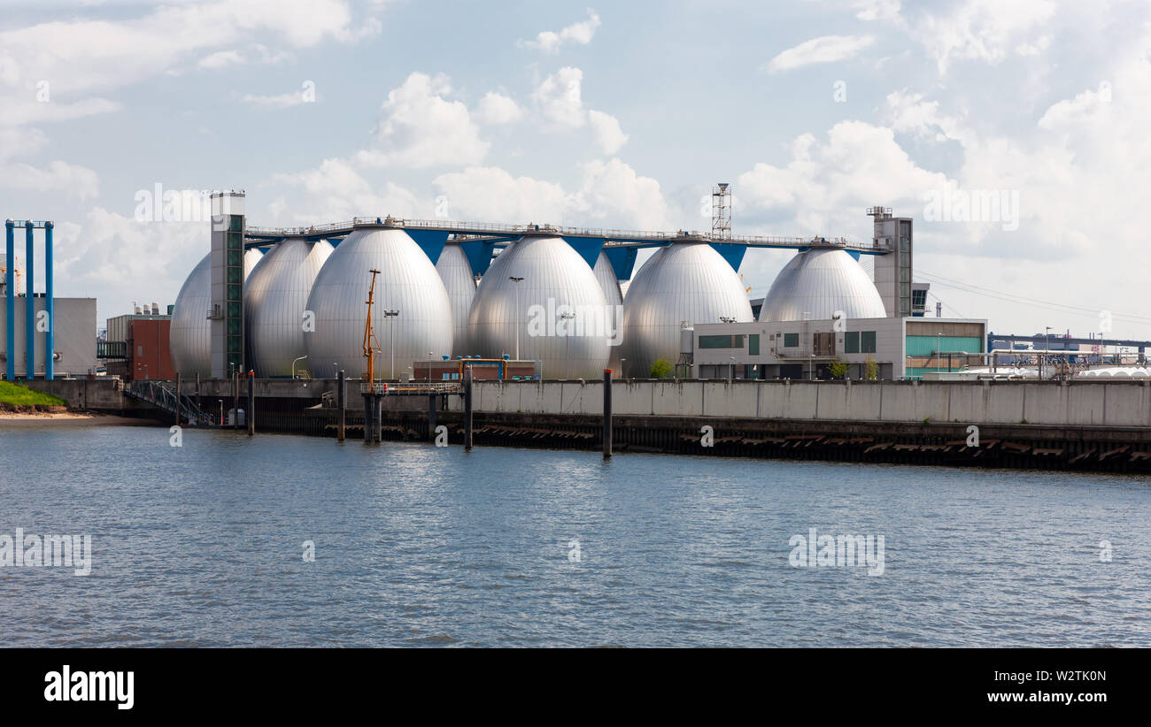 Traitement des eaux usées à port de Hambourg, Allemagne Banque D'Images