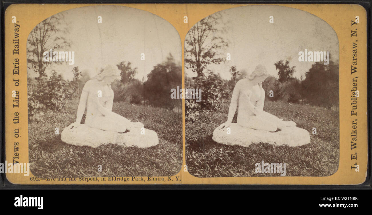 Eve et le Serpent, dans la région de Eldridge Park, Elmira, New York, par Walker, L E, 1826-1916 Banque D'Images