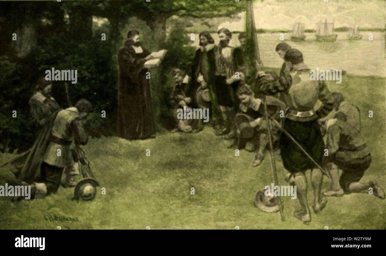 La fondation de la première colonie anglaise permanente en Amérique à James Towne, Virginie, 1607 Banque D'Images