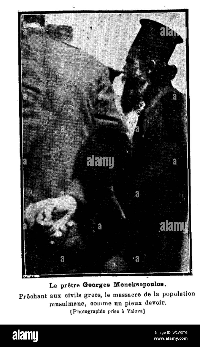 Georges prêtre- Meneksopoulos- prédication massacre musulman Banque D'Images