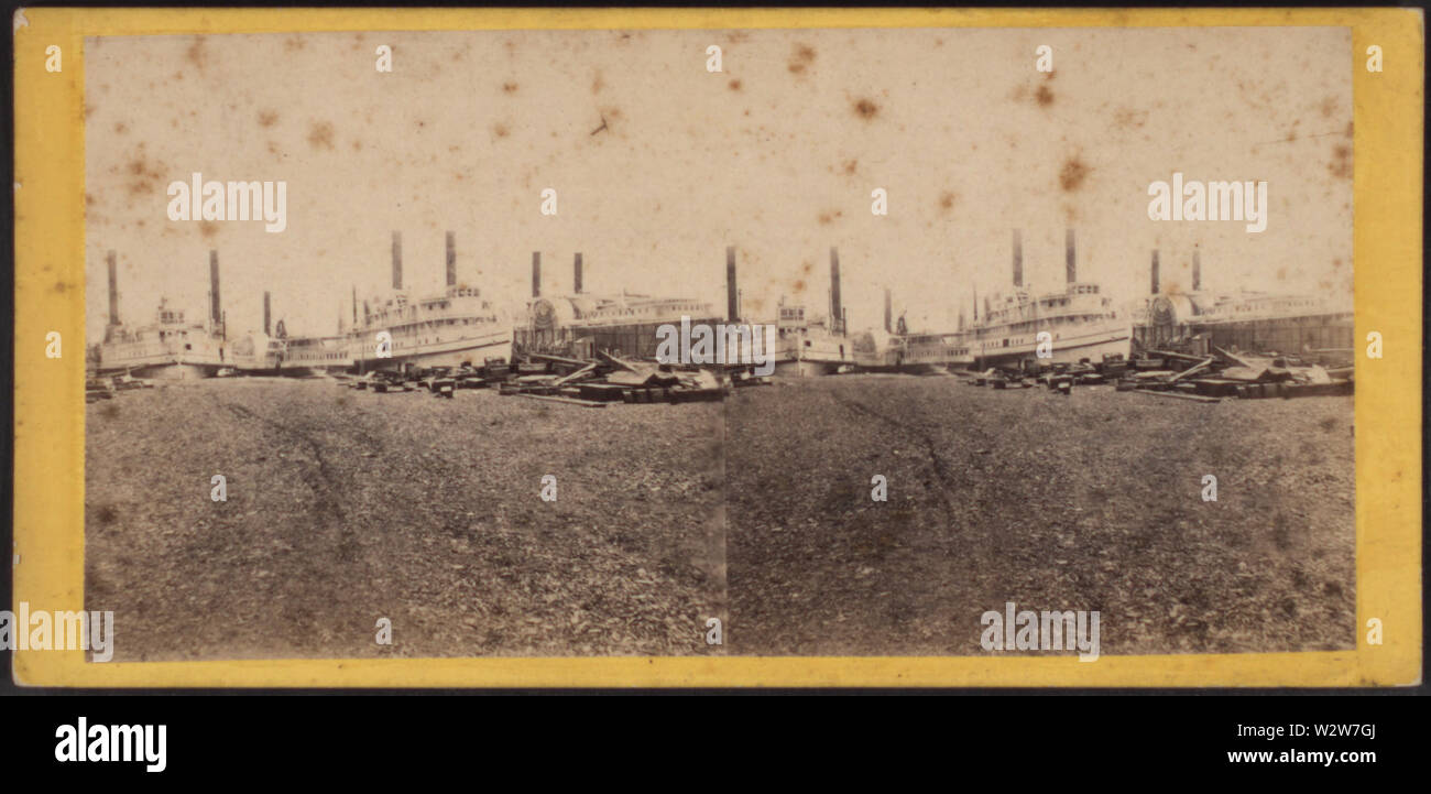 Groupe des bateaux à vapeur située à Simonson's ship yard, pied de 12ème rue, par E & HT Anthony (Entreprise) Banque D'Images