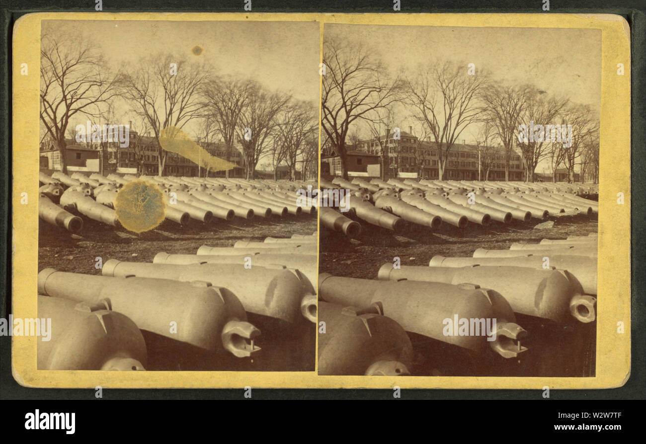 Parc des armes à feu et des casernes, Boston Navy Yard, à partir de Robert N Dennis collection de vues stéréoscopiques Banque D'Images