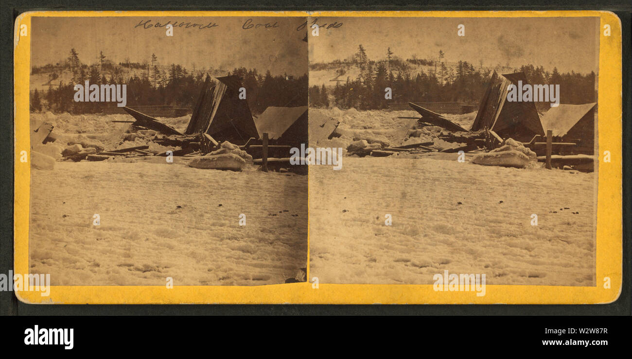 Hallowell hangars à charbon, de Robert N Dennis collection de vues stéréoscopiques Banque D'Images