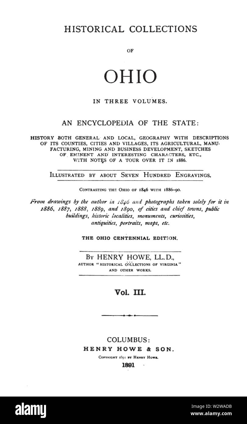 Collections historiques de la page de titre de l'Ohio Banque D'Images