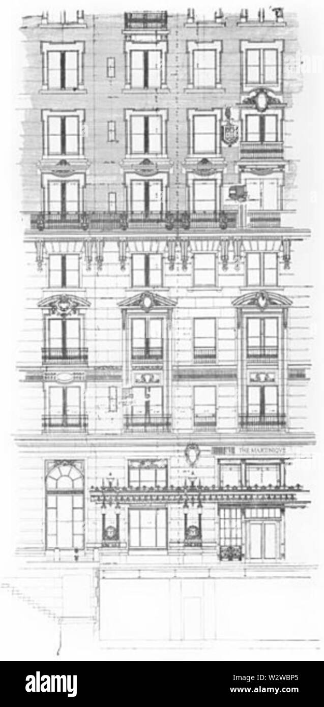 Hotel Martinique (New York City), partie inférieure, 32e Rue elevation Banque D'Images