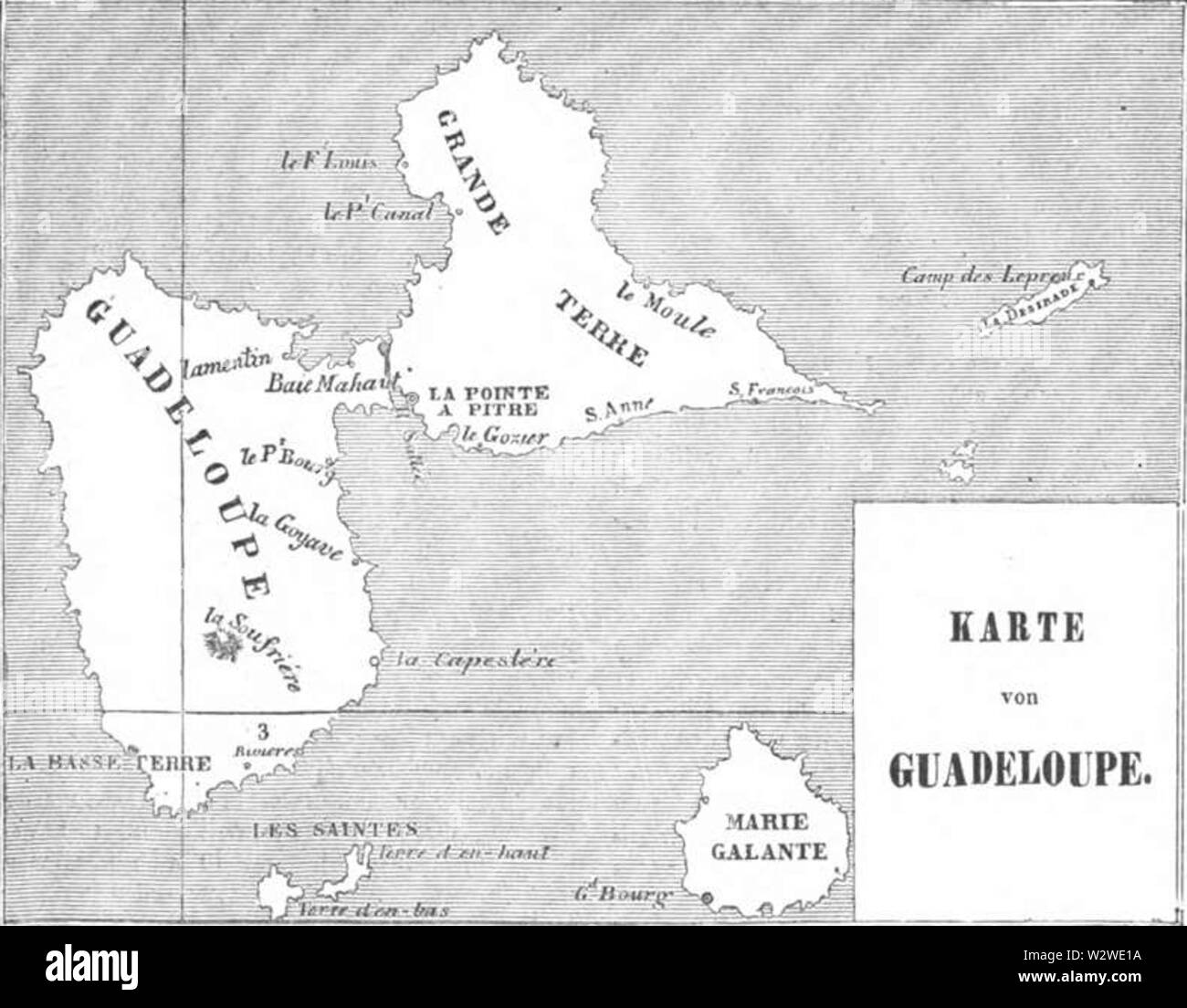 Illustrirte Zeitung (1843) 020042 Karte von Guadeloupe Banque D'Images