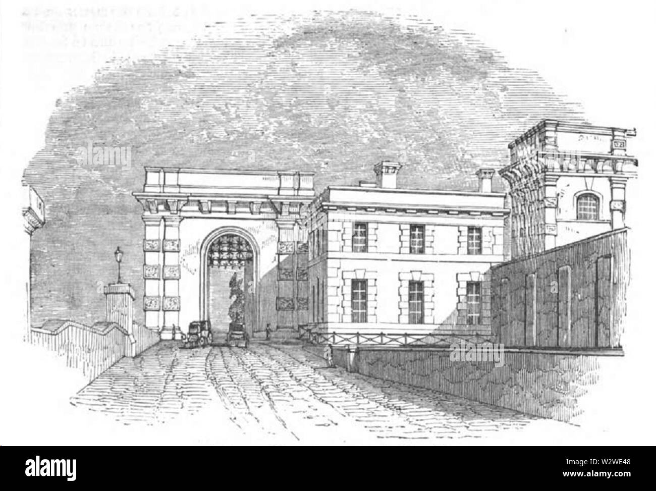 Illustrirte Zeitung (1843) 05 0042 Aeußerer Gefängniß Eingang zu dem Banque D'Images