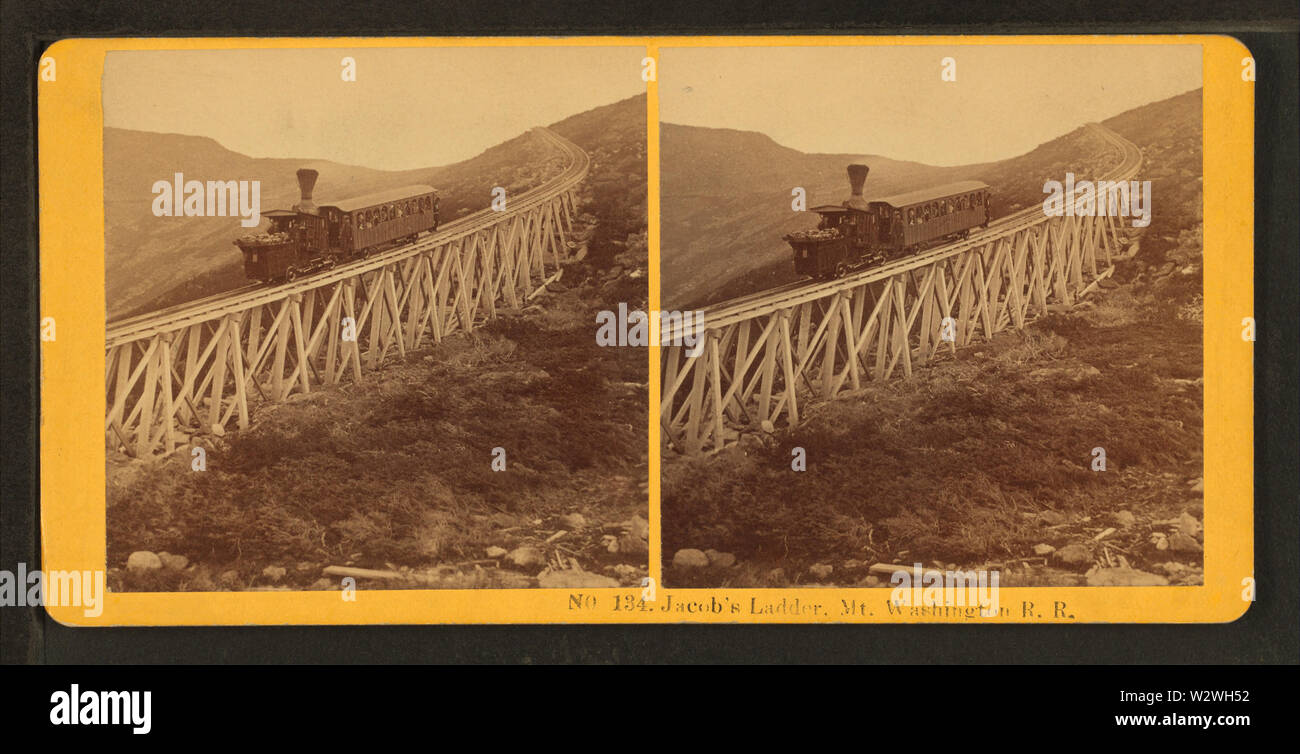 L'échelle de Jacob, Mt Washington RR, par Kilburn Brothers Banque D'Images