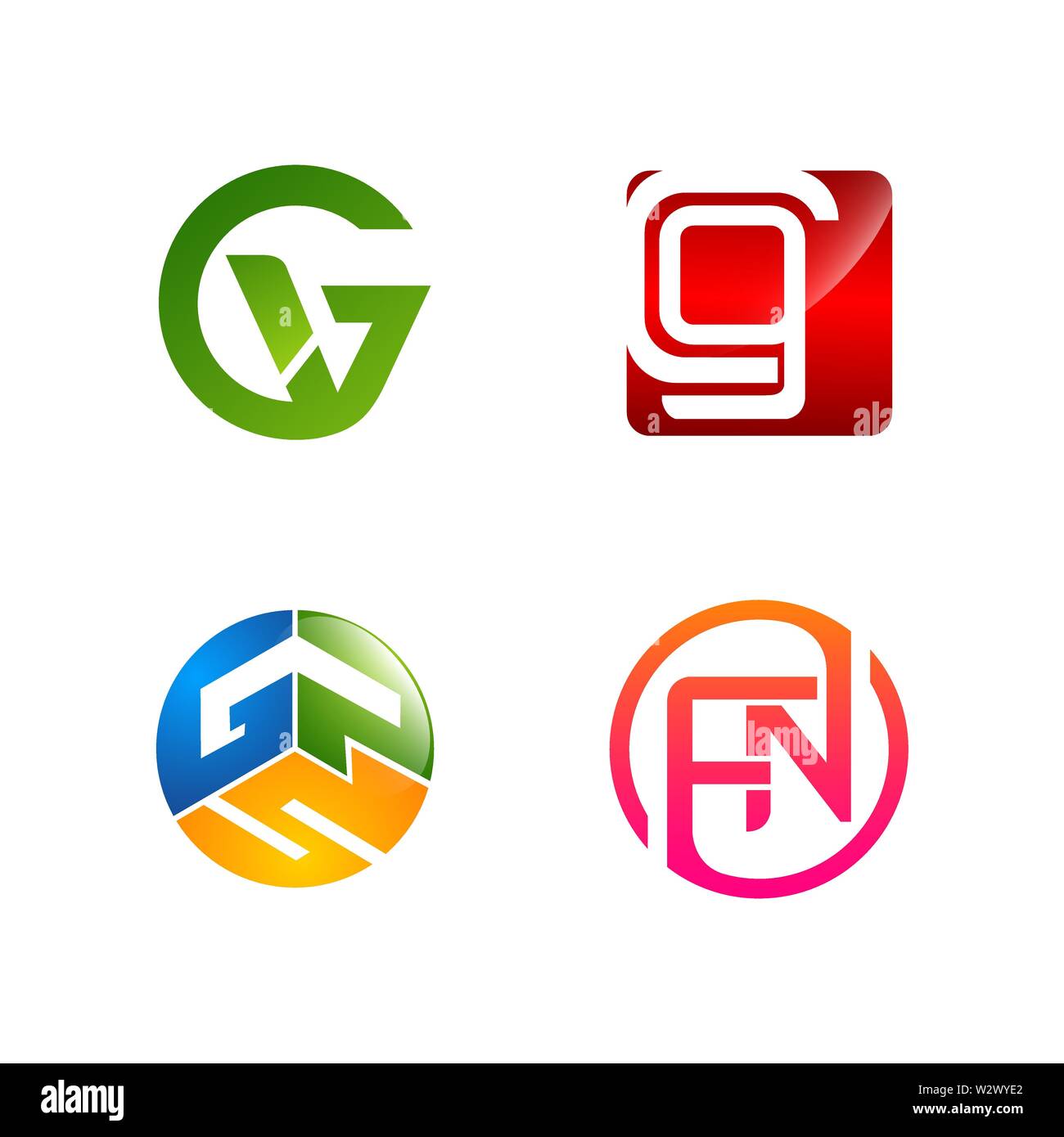 Ensemble de symbole pour la conception de logo d'entreprise modèle. Collection de résumés icônes modernes pour l'organisation Illustration de Vecteur