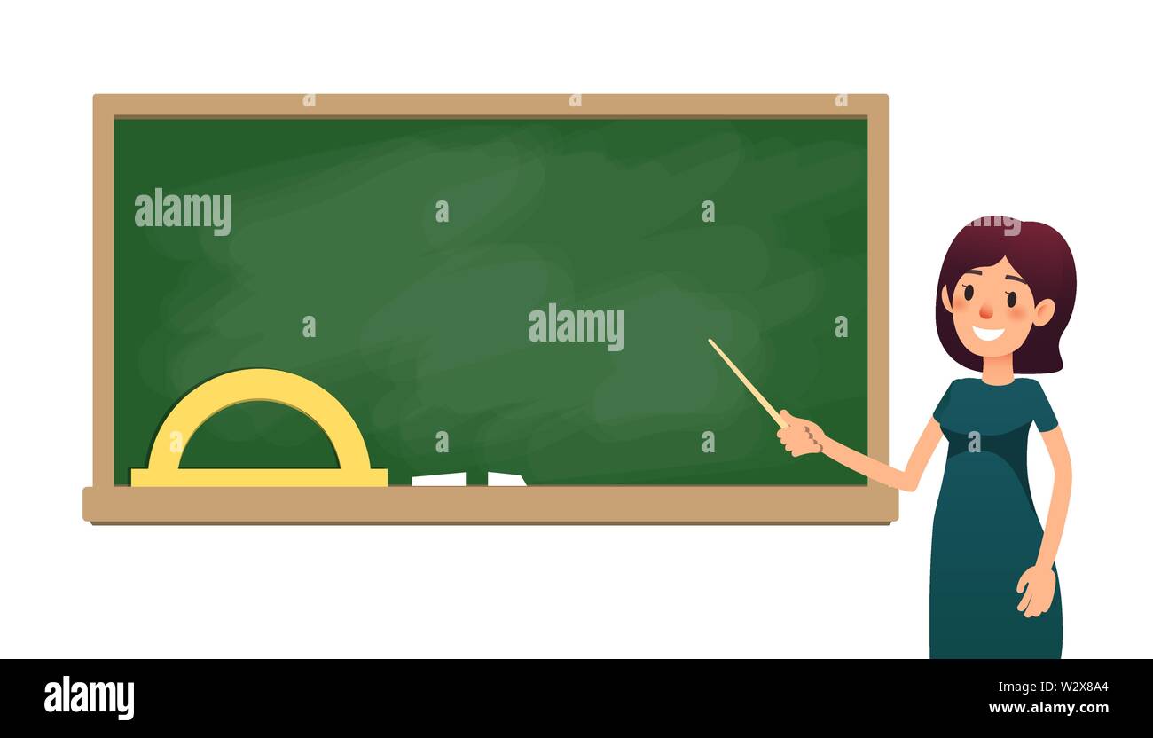 École secondaire de classe près d'un tableau noir Illustration de Vecteur