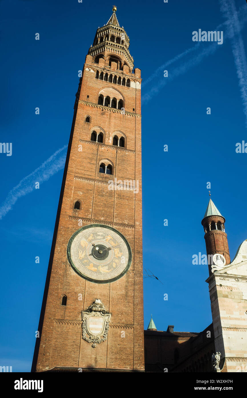 L'Italie, Lombardie, Cremona, Torrazzo Bell Tower Banque D'Images