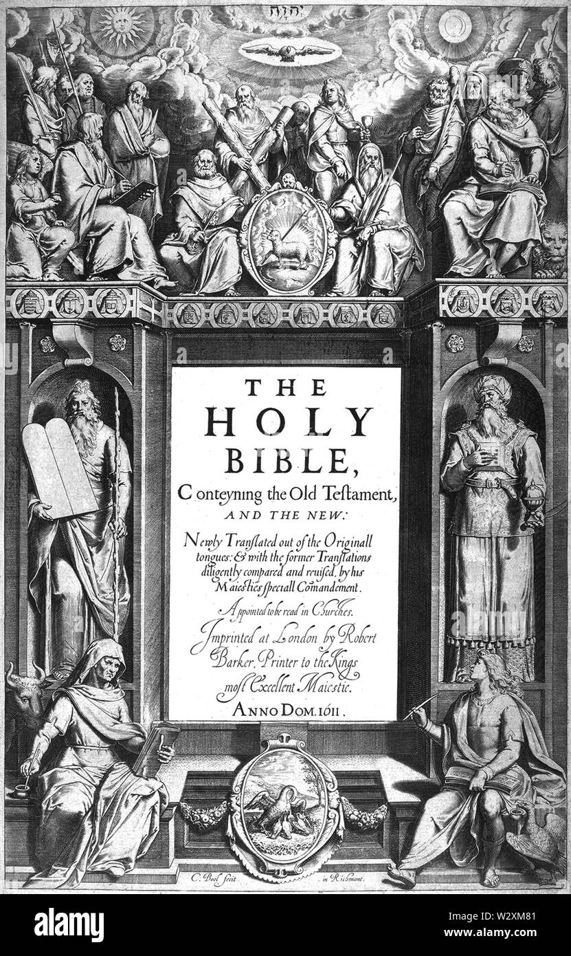 King-James-Version-Bible-premier-edition-title-page-1611 Banque D'Images