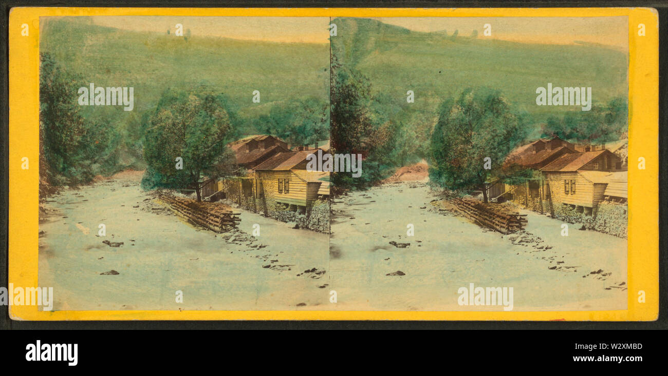 Kissoquoquilis Creek, près de Columbus, à partir de Robert N Dennis collection de vues stéréoscopiques Banque D'Images