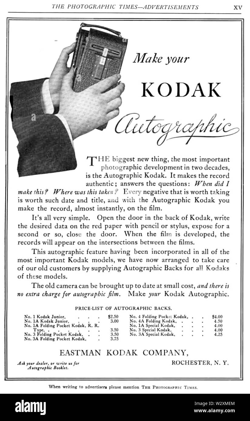 Autographic Kodak annonce retour Banque D'Images