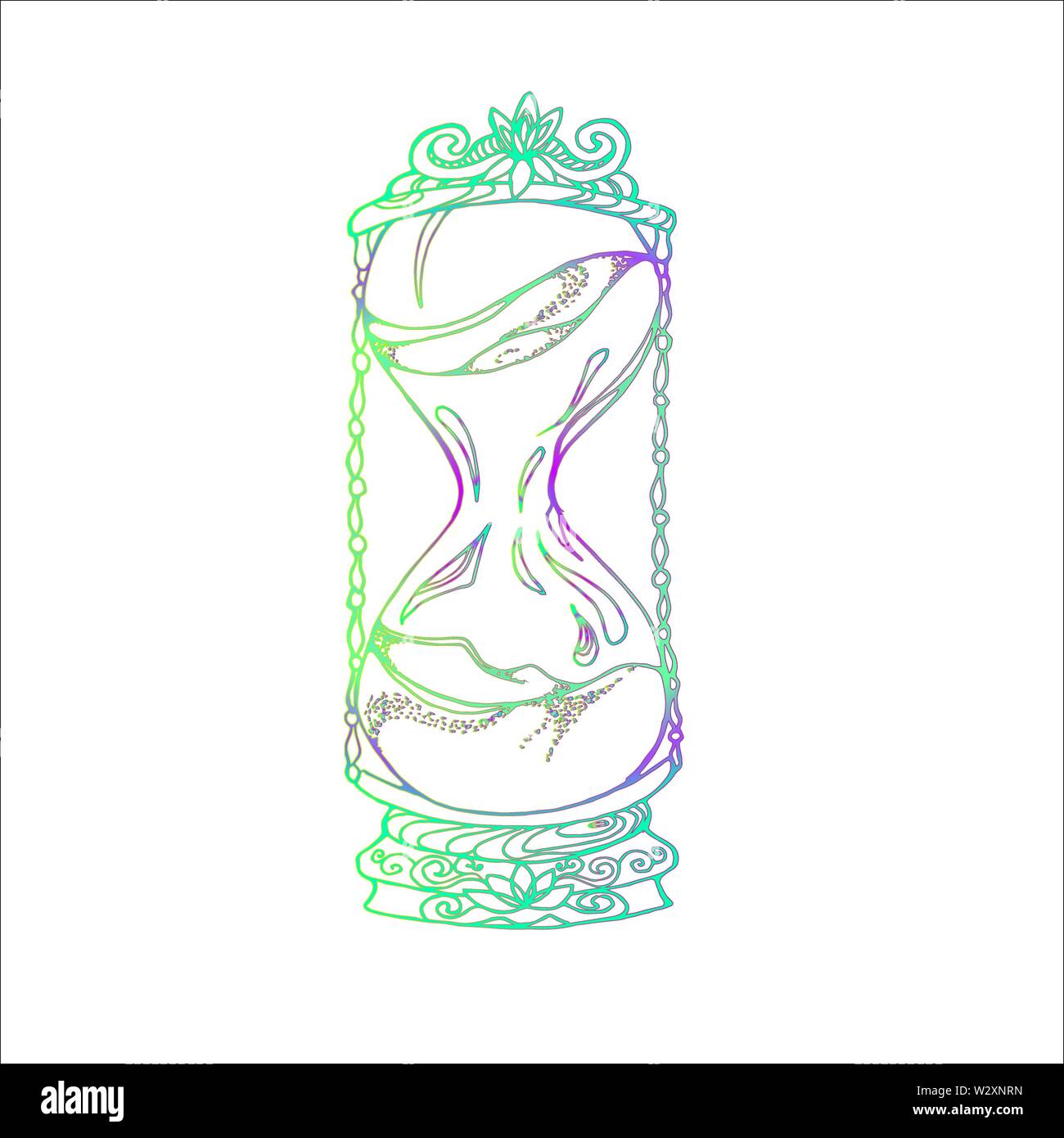 Hourglass Neon illustration dans un style ancien. Idée de tatouage. Illustration de Vecteur