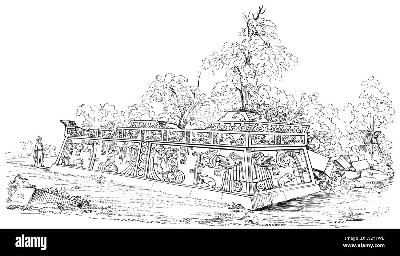 MASR V2 D348 reste de la pyramide de Xochicalco Banque D'Images