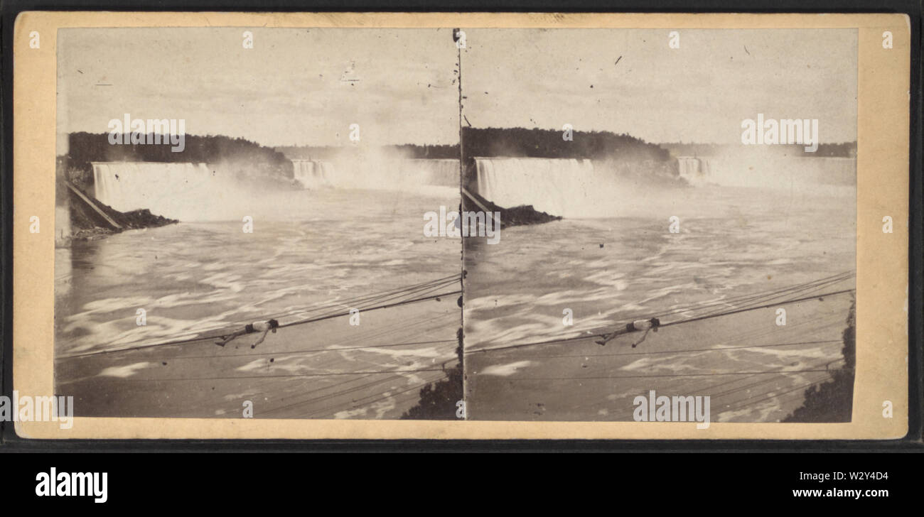 Man tightrope sur les rapides, les chutes du Niagara, à partir de Robert N Dennis collection de vues stéréoscopiques Banque D'Images