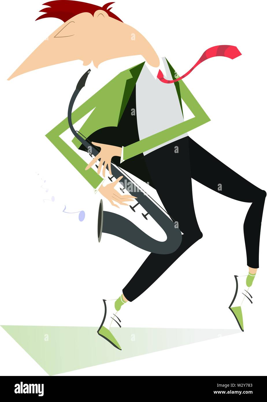 Illustration isolé du saxophoniste. Le saxophoniste joue de la musique avec inspiration isolated on white illustration Illustration de Vecteur