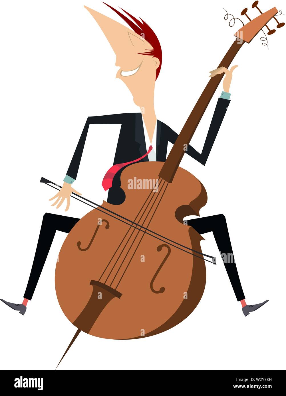Le violoncelliste souriant blanc isolé sur l'illustration. Le violoncelliste souriante est la lecture de la musique illustration Illustration de Vecteur