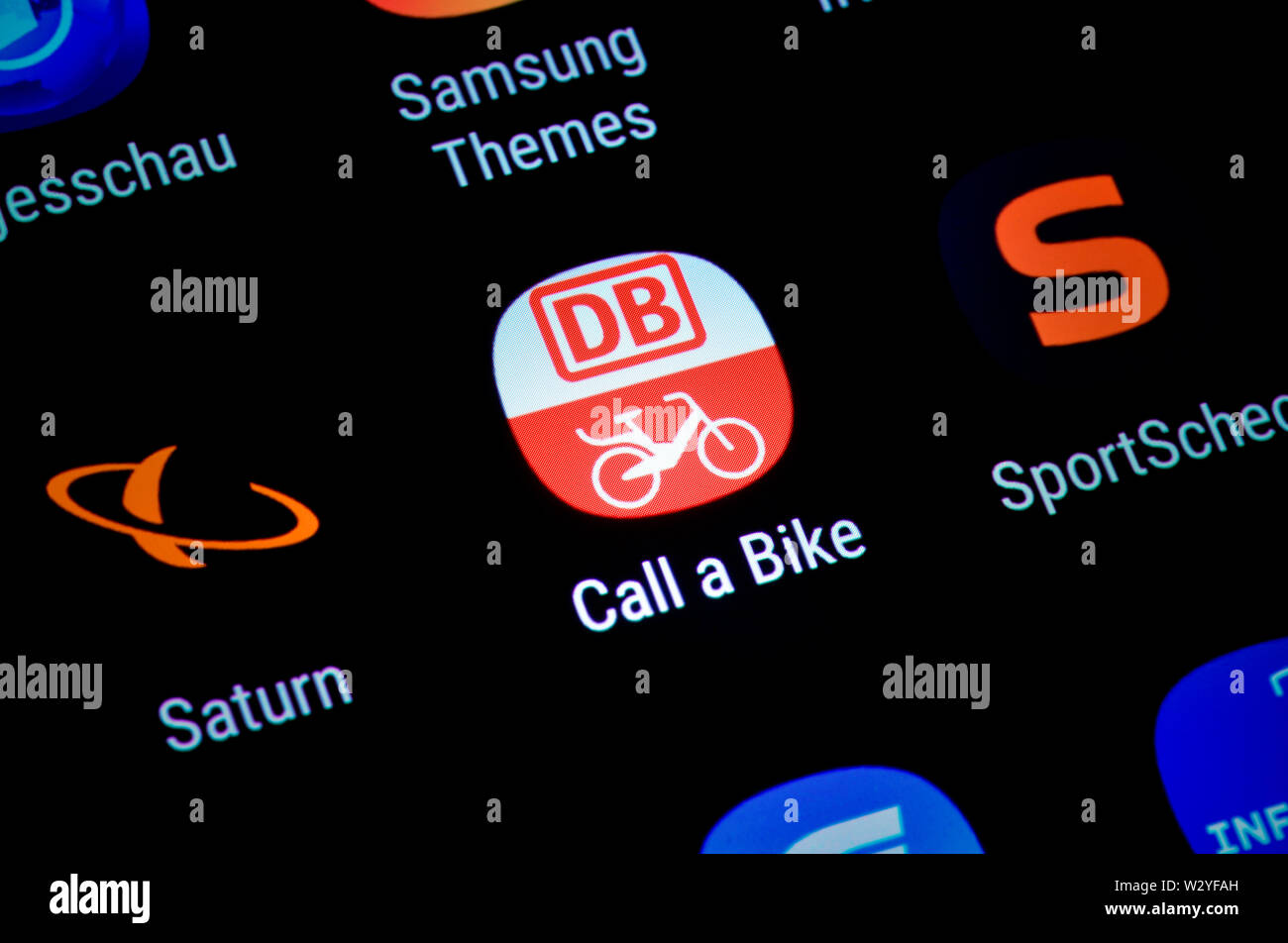 Smartphone, écran, application, Call a Bike Banque D'Images