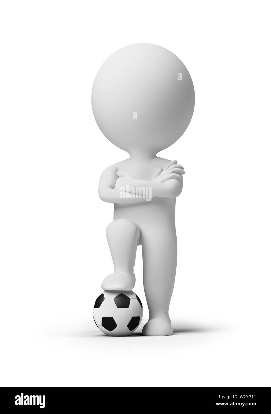 Les petites personnes 3d - joueur de football avec un ballon. Image 3d. Isolé sur fond blanc. Banque D'Images