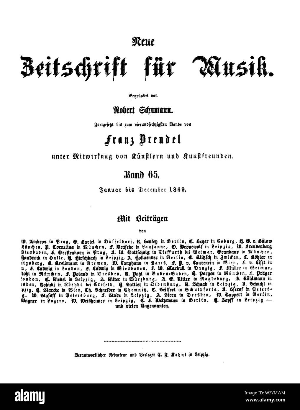 Neue Zeitschrift für Musik 1869 Titel Banque D'Images