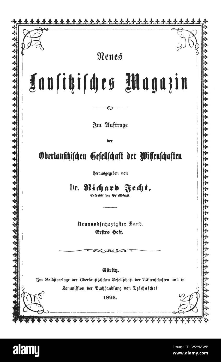 Lausitzisches Neues Magazin 1893 Titel Banque D'Images